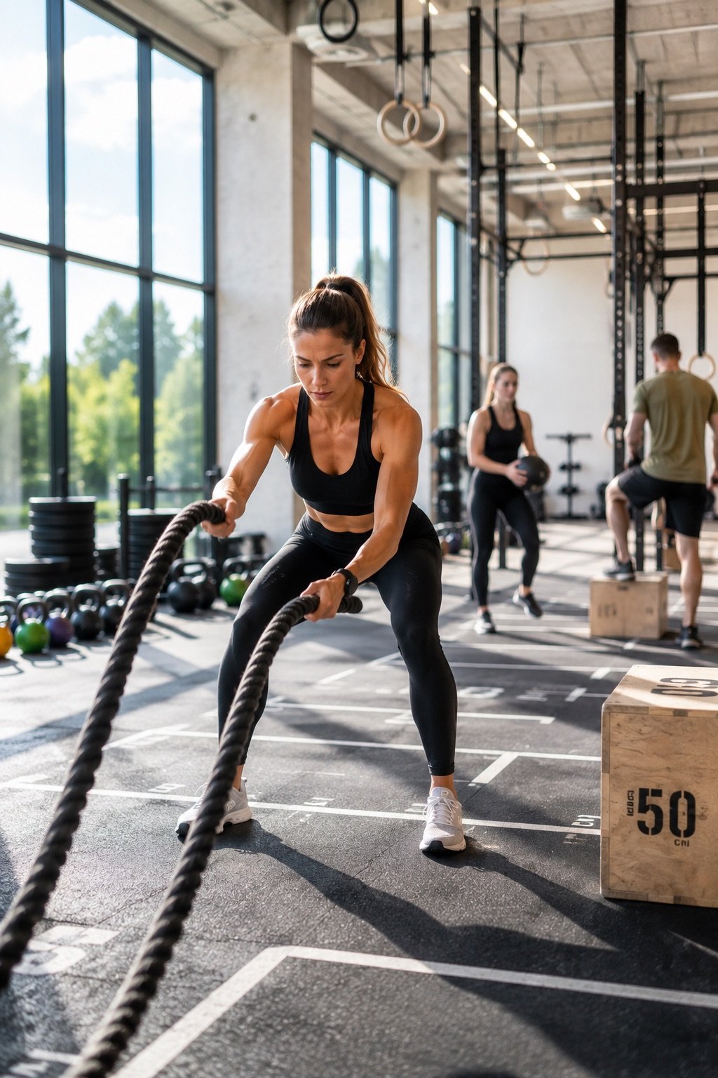 Trening funkcjonalny z linami battle rope